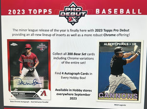 2023 Topps Pro Debut Baseball Hobby Box will ship 9/1/23
