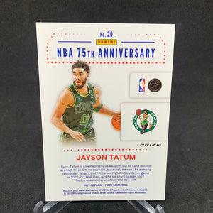 2021-22 Panini Prizm Basketball Jayson Tatum 75th ANNIVERSARY SILVER PRIZM SSP