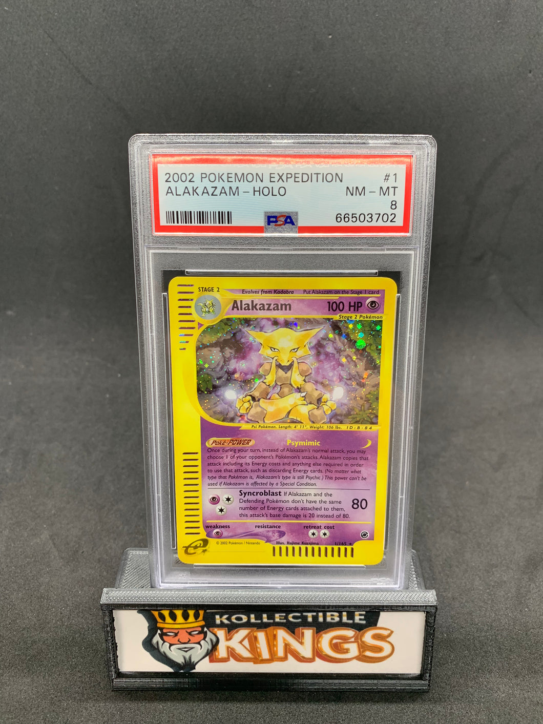 2002 Pokémon Expedition Alakazam Holo 1/165 PSA 8